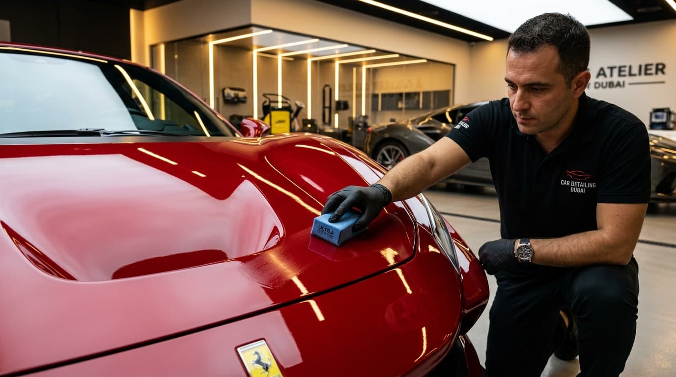 VIP Car Wash team waxing a car body