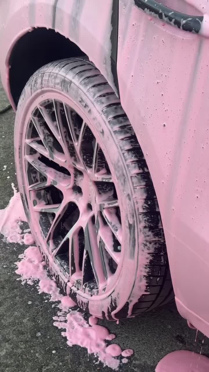 Multi-Spoke Alloy Wheels Pink Foam & Brake Dust Decon