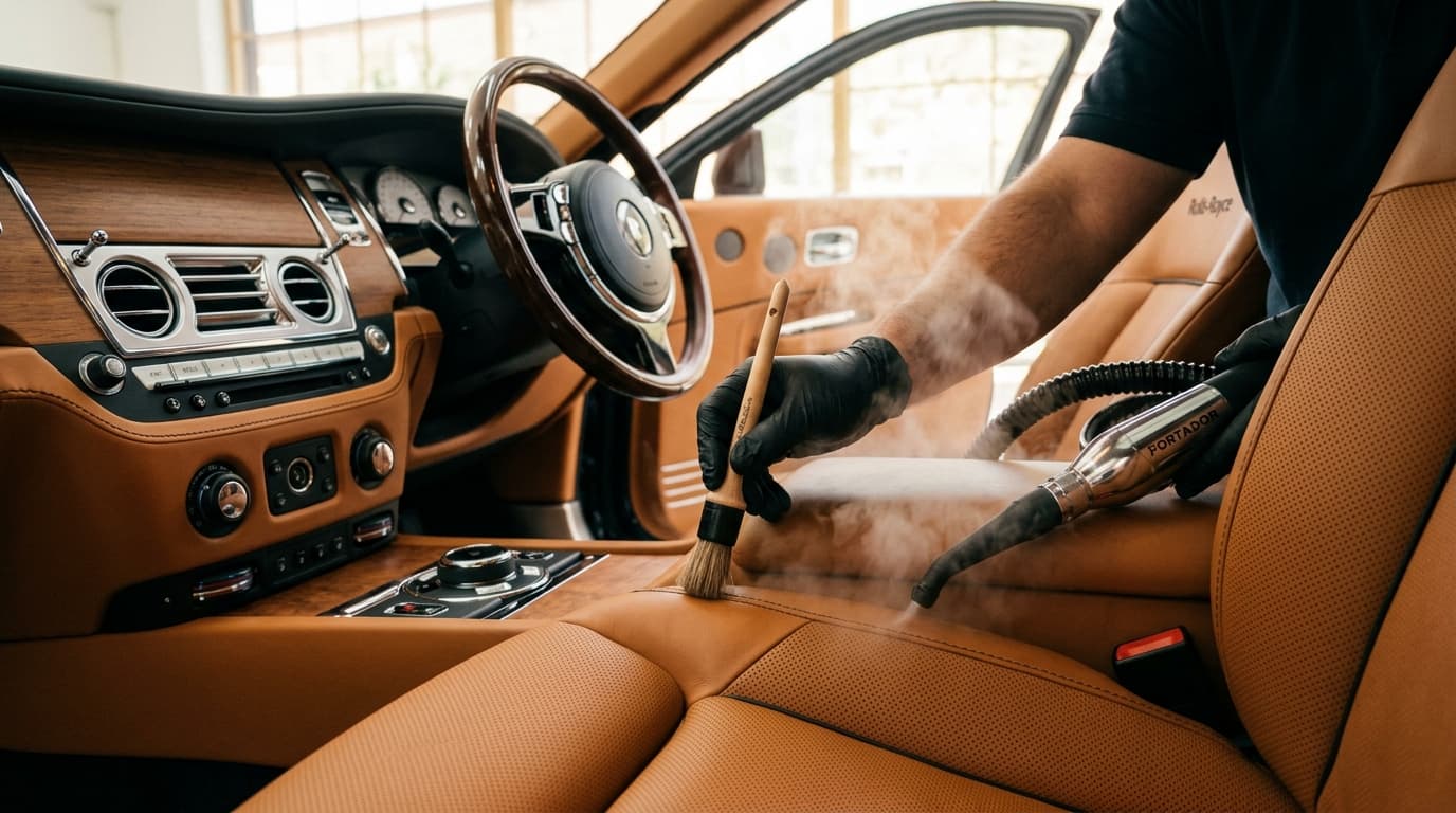 Boar hair brush interior detailing